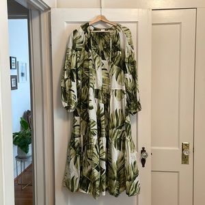 Airy Cotton Palm Tropical Dress